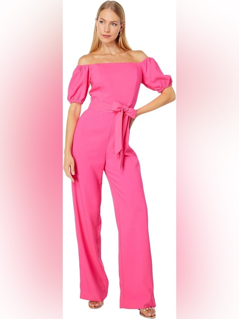 Lilly Pulitzer Jada Off The Shoulder Pink Isle Jumpsuit NWT size 10
